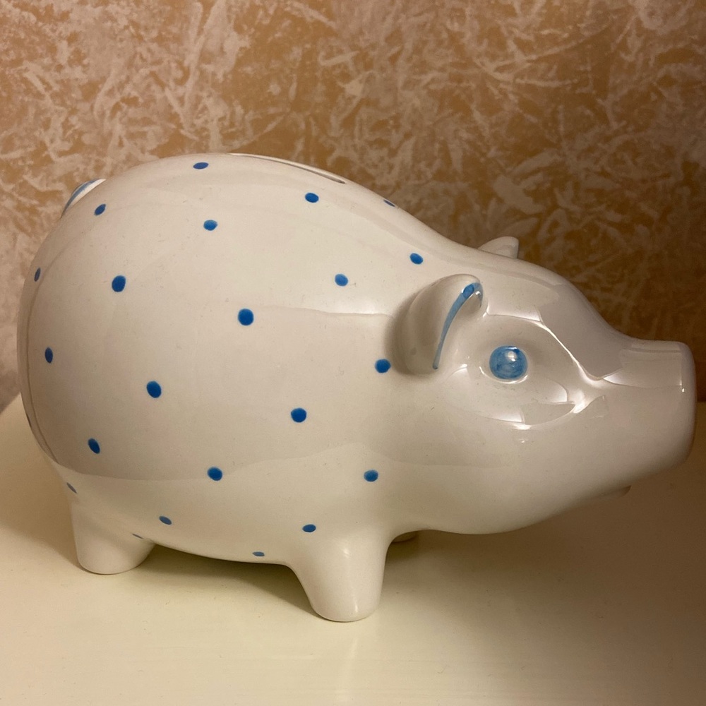 Tiffany & Co Piggy Bank with Blue Polka Dots